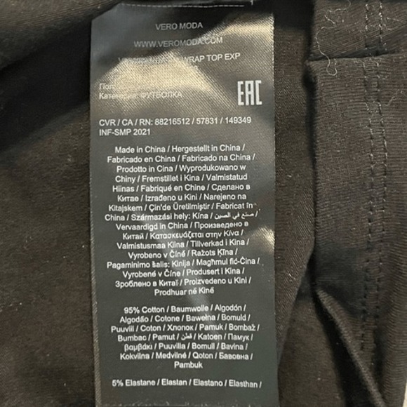 Vero Moda Miranda Wrap Top Black Knit Cropped Long Sleeve S - Picture 8 of 9